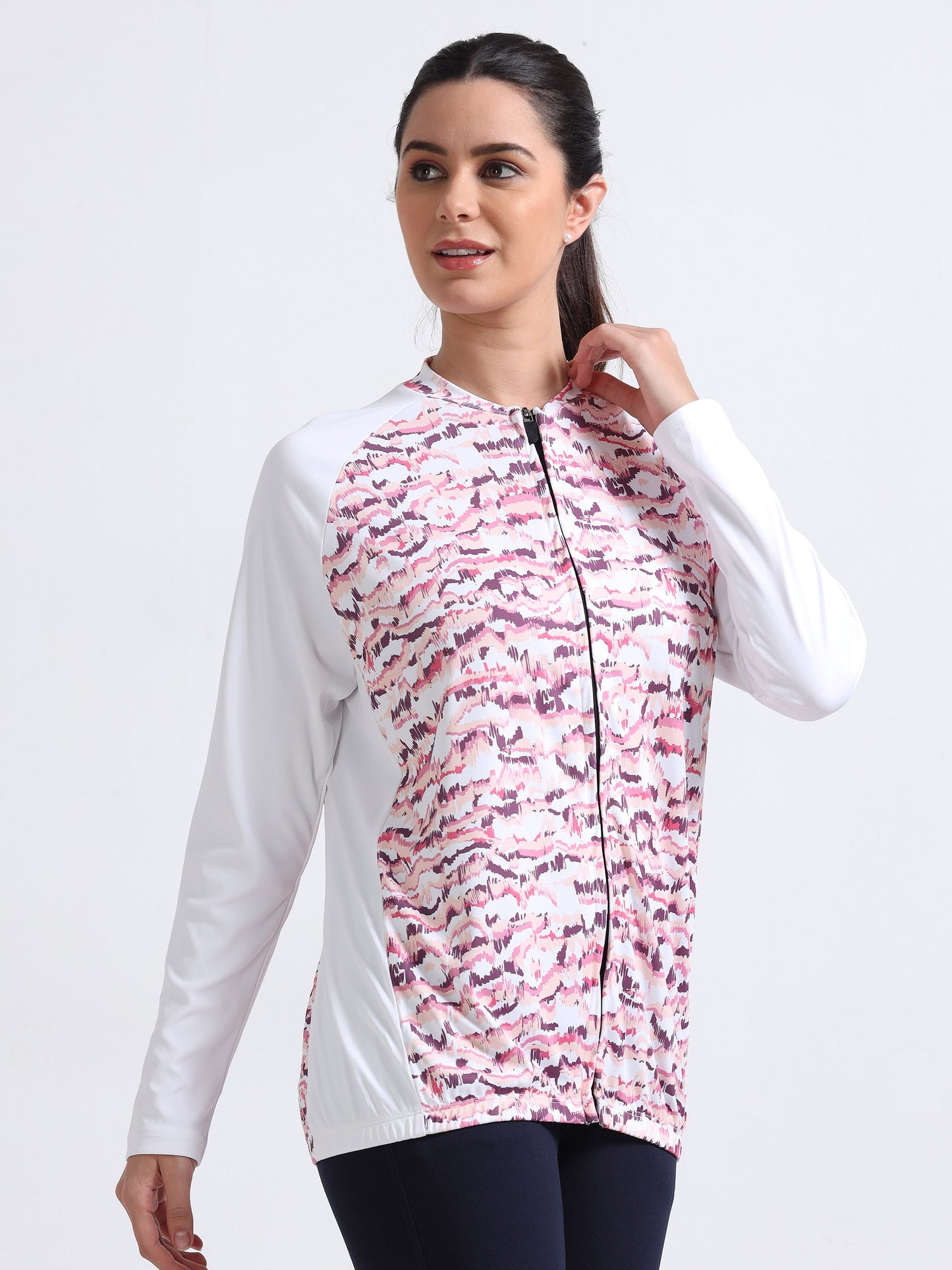 Mauve Abstract Women Cycling Tee