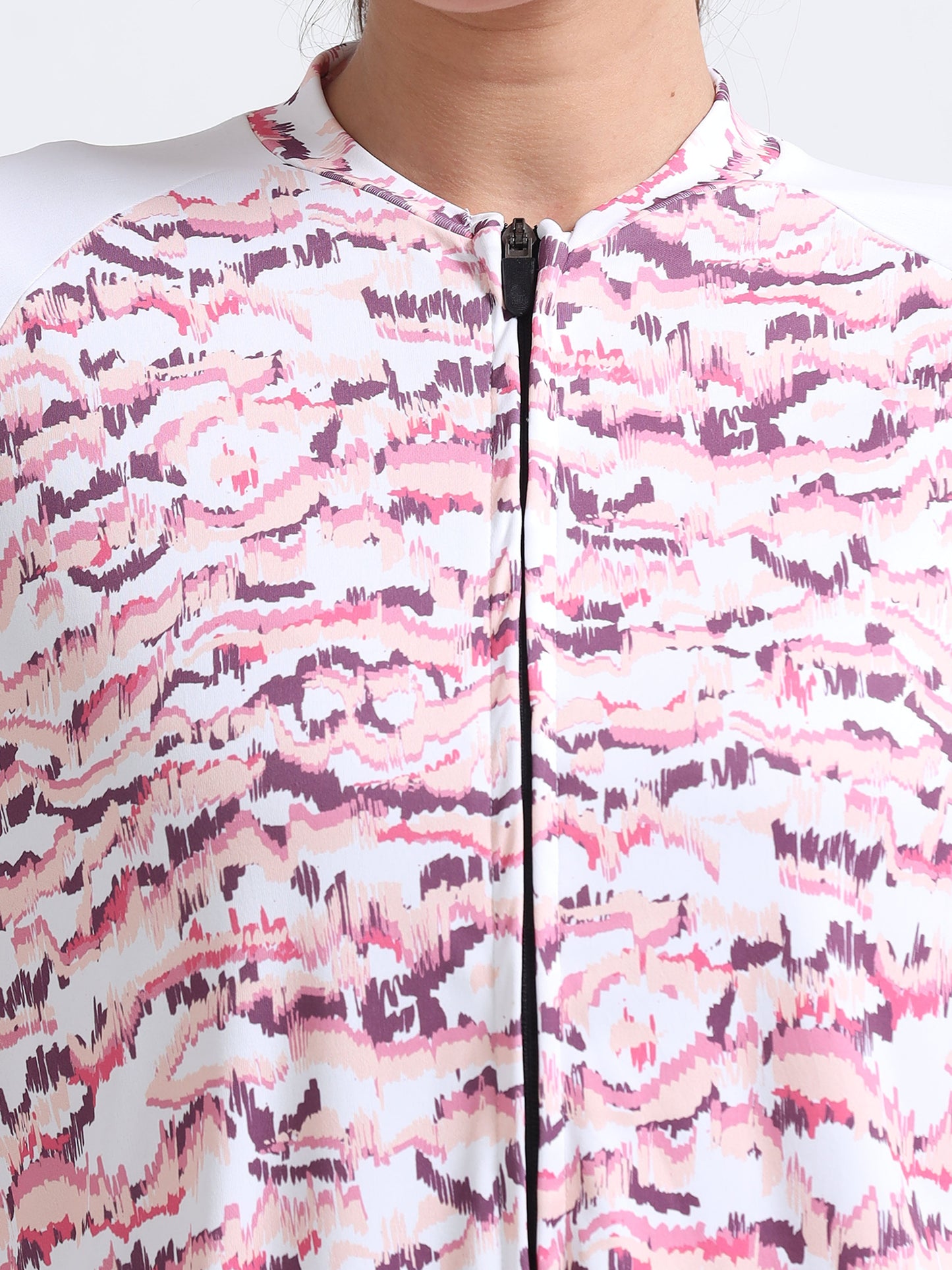 Mauve Abstract Women Cycling Tee -Plus Size