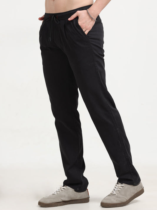 Men Lazy Linen Pleat Pant-Black