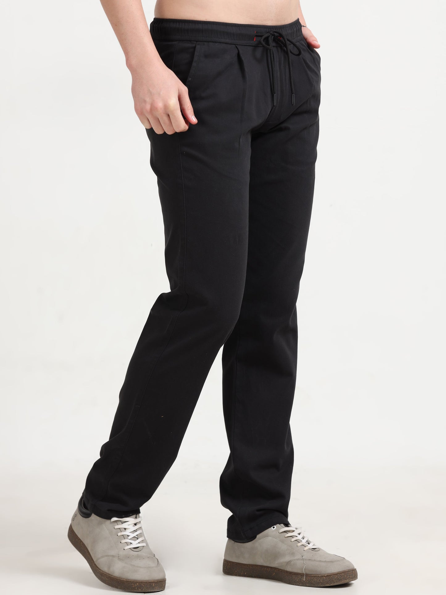 Men Lazy Linen Pleat Pant-Black