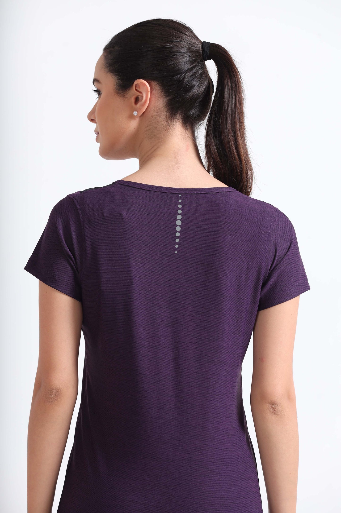 Activewear Purple Pennant Women Top - Overlap neck finish