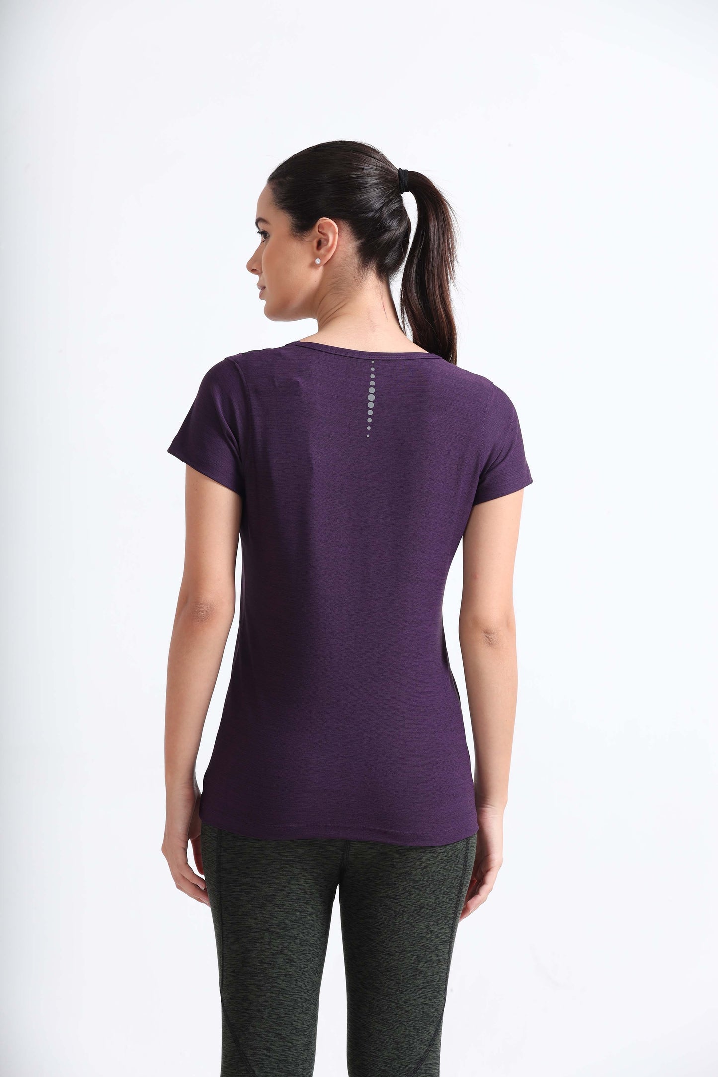 Activewear Purple Pennant Women Top - Overlap neck finish