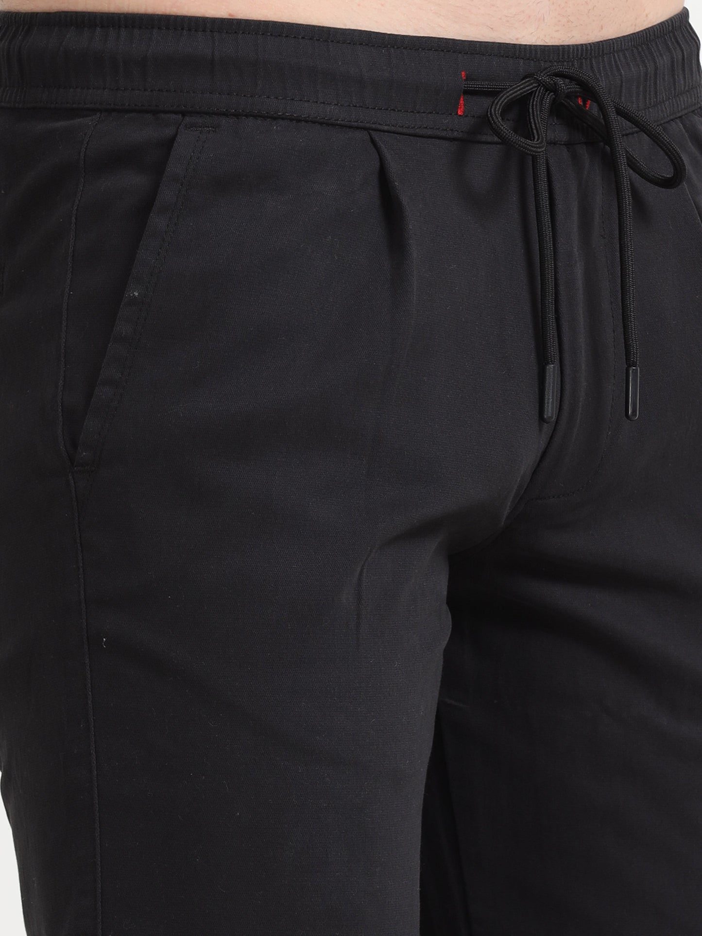 Men Lazy Linen Pleat Pant-Black