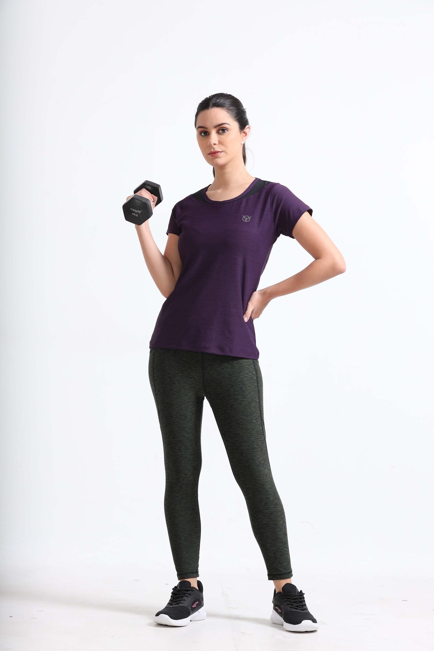 Activewear Purple Pennant Women Top - Overlap neck finish