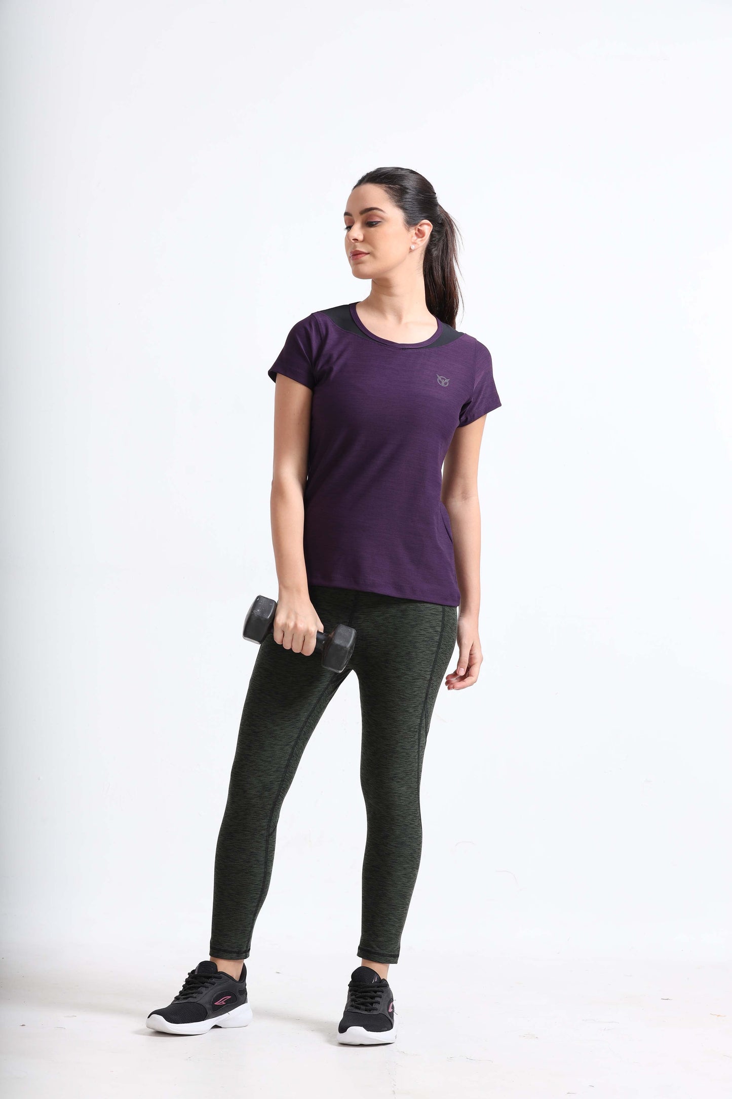 Activewear Purple Pennant Women Top - Overlap neck finish