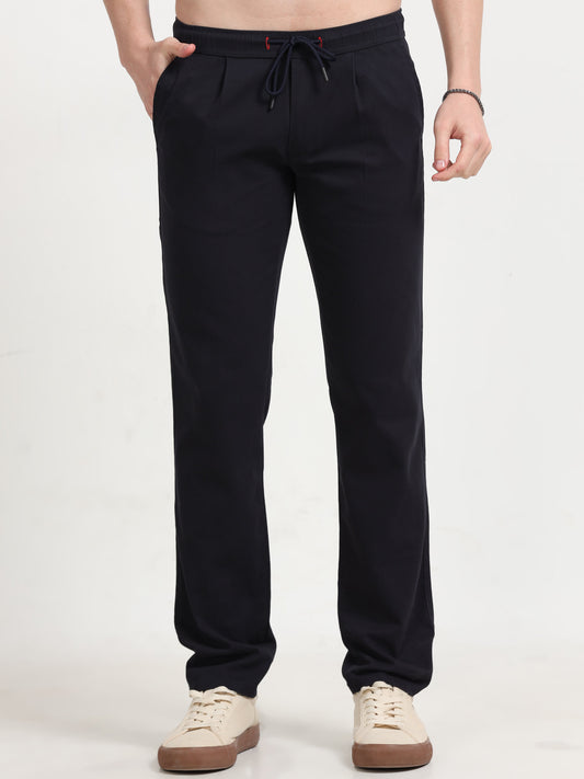Men Lazy Linen Pleat Pant-Navy