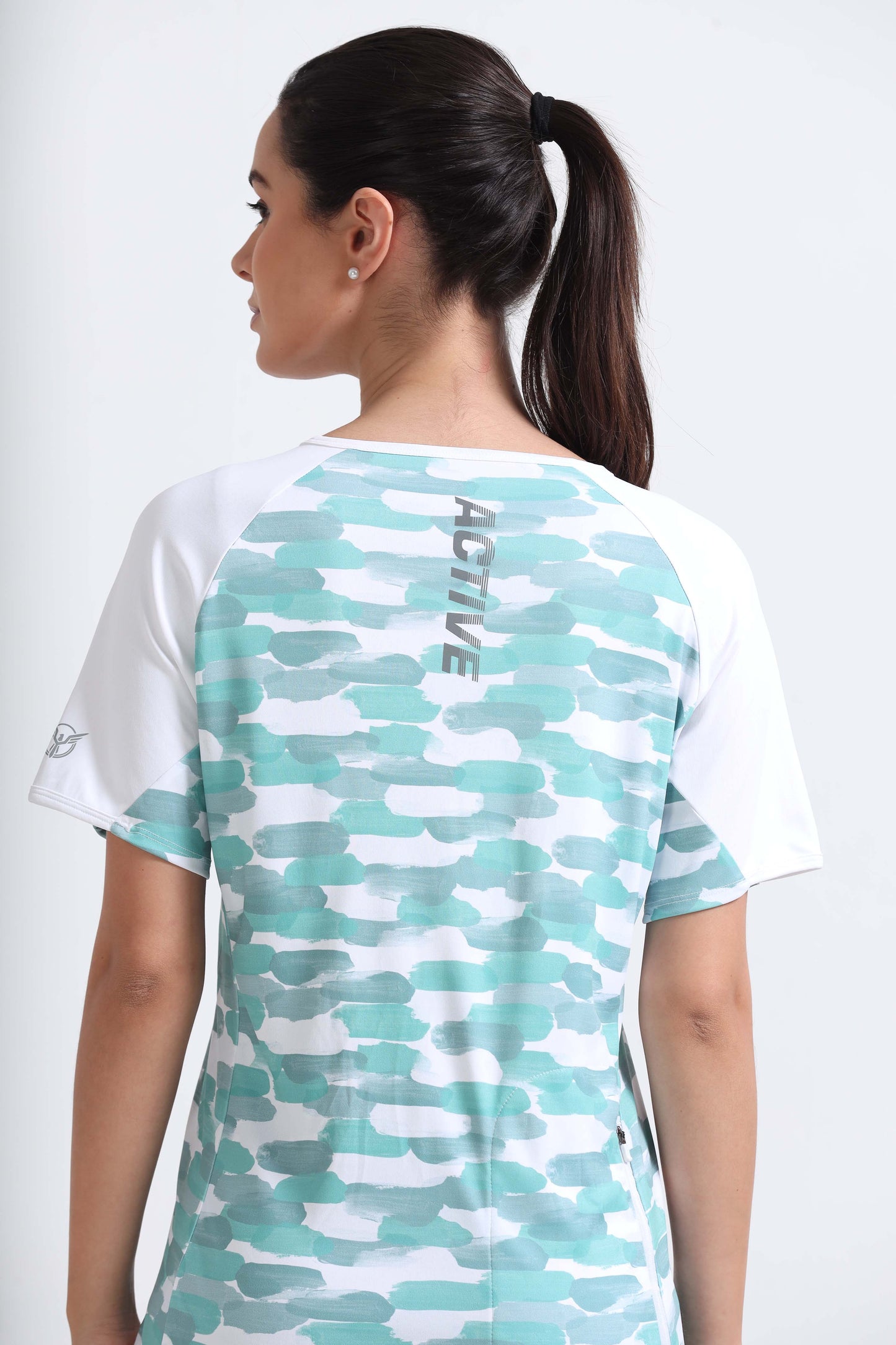 Painted Stripe Abstract Women Cycling Tee