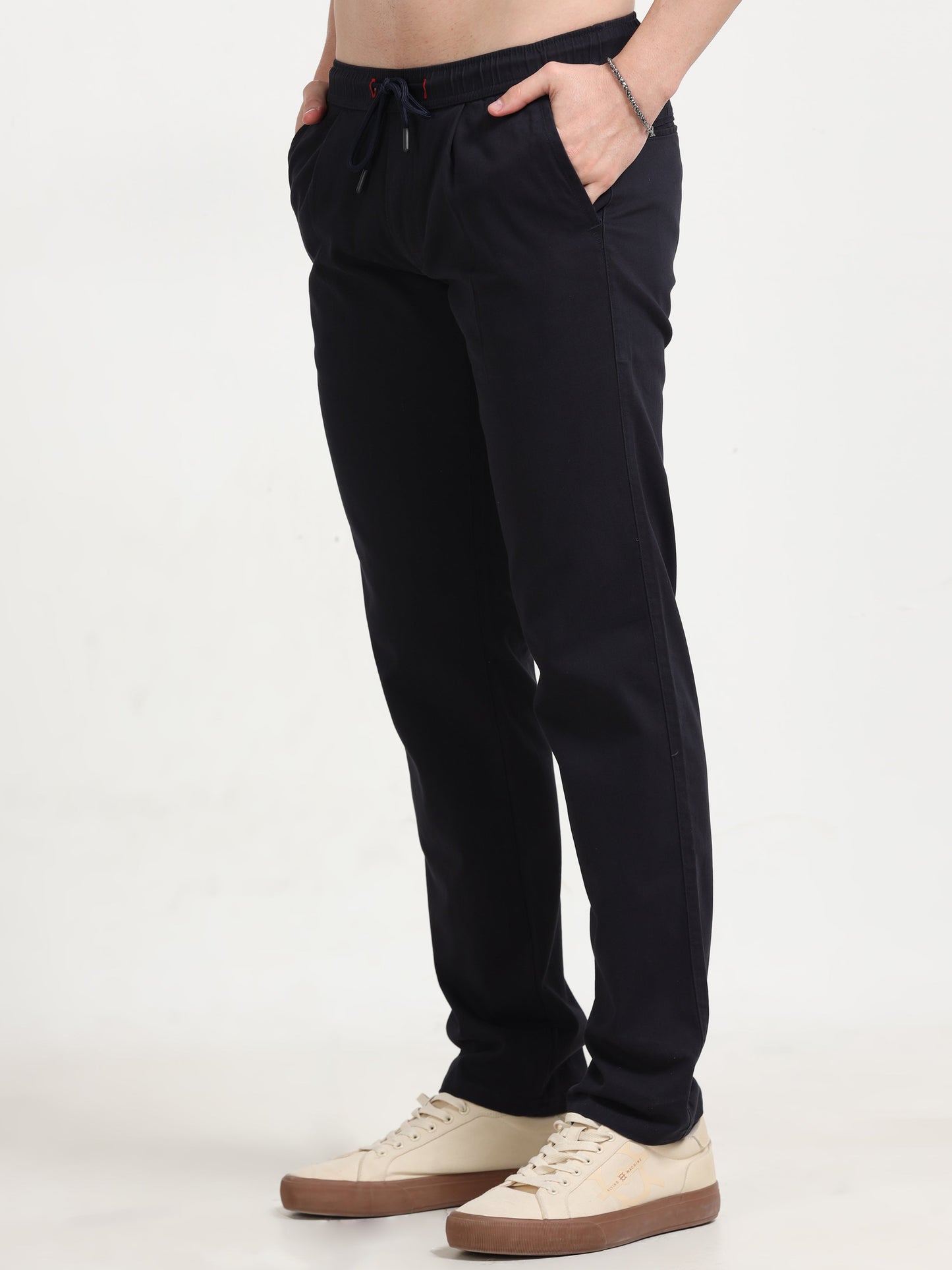 Men Lazy Linen Pleat Pant-Navy