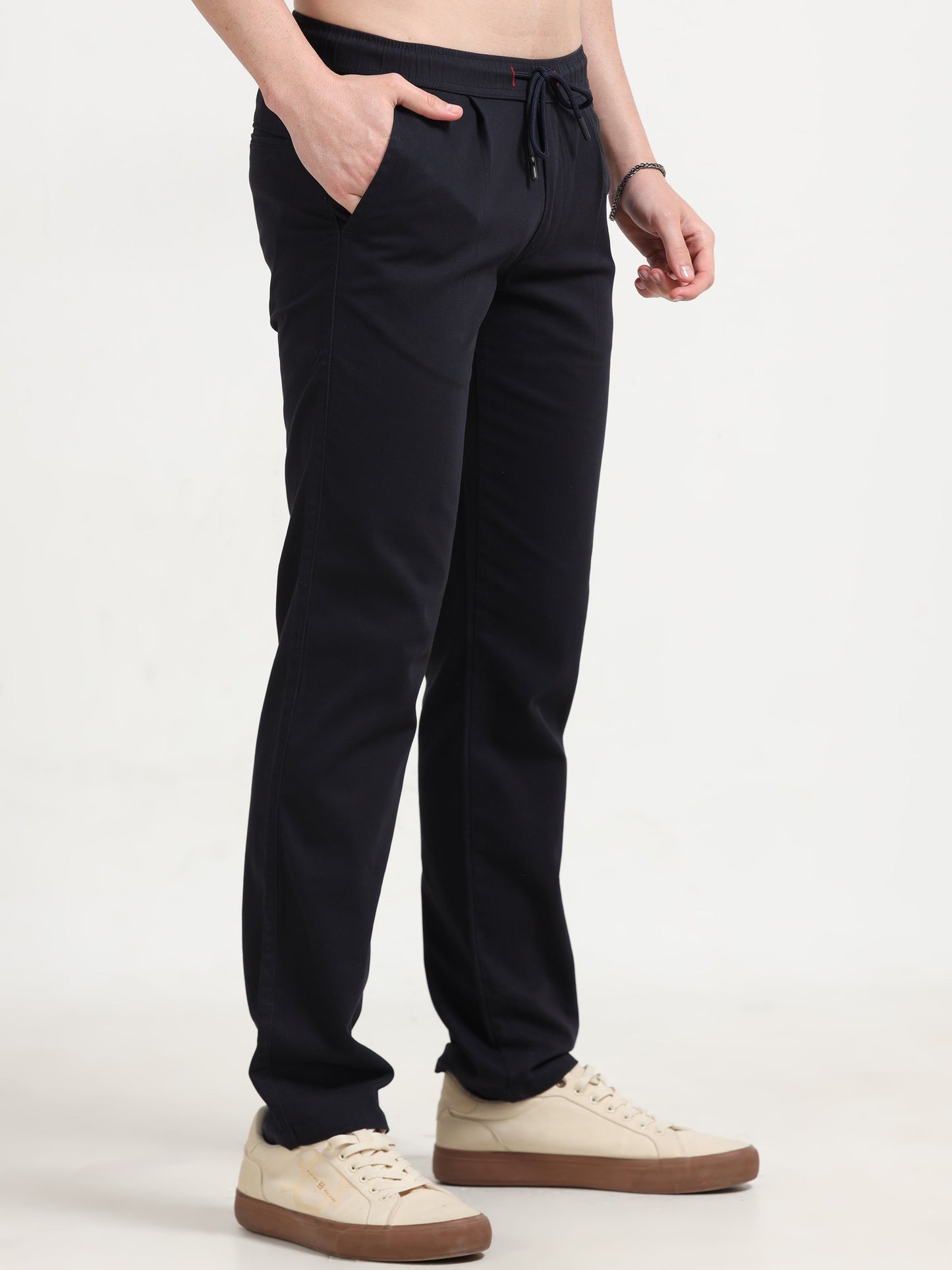 Men Lazy Linen Pleat Pant-Navy