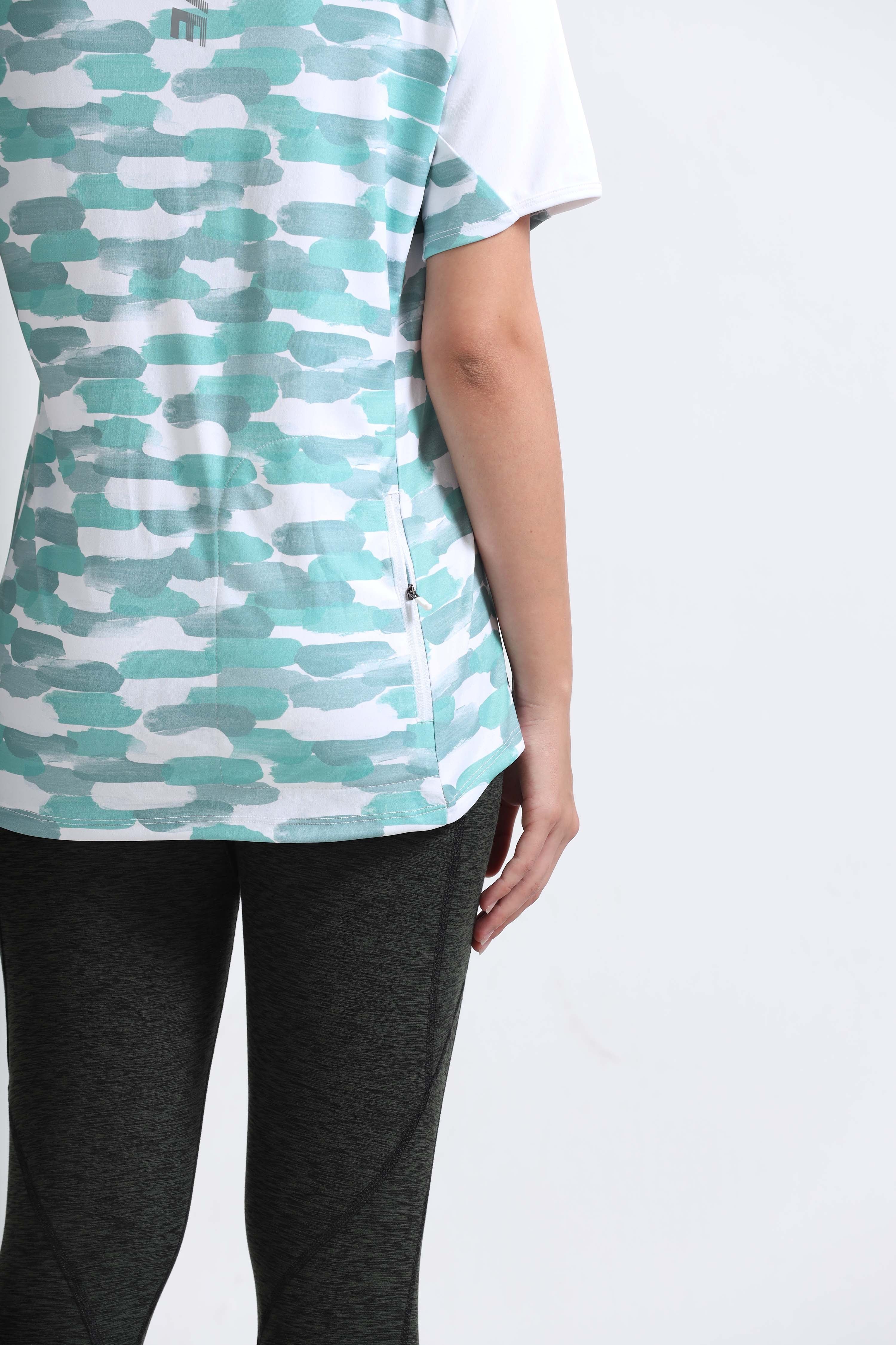 Painted Stripe Abstract Women Cycling Tee