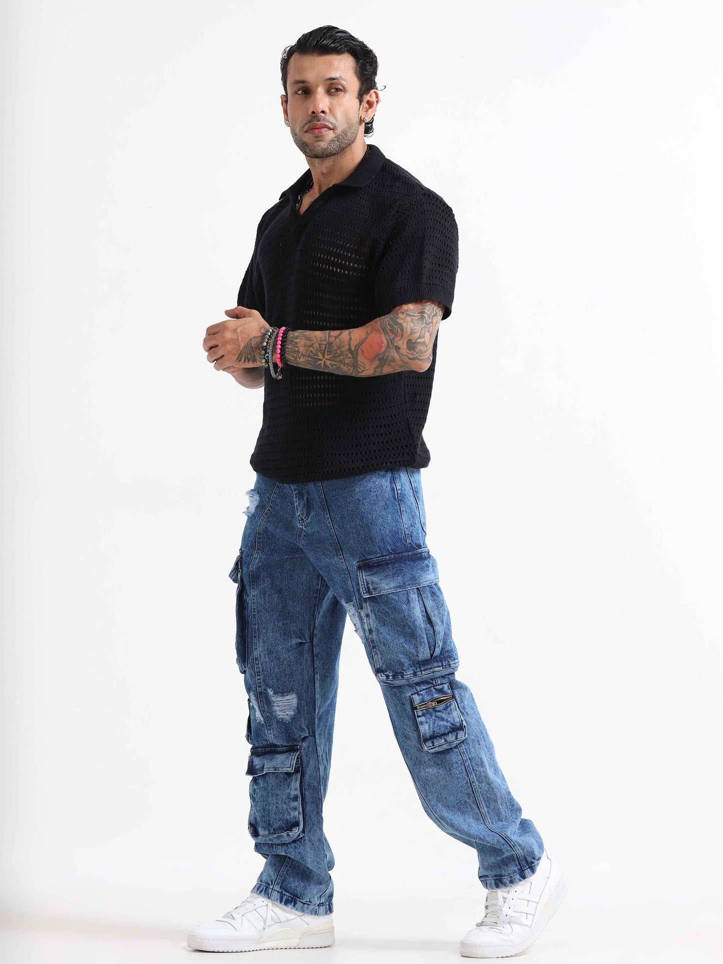 Urban Utility Wore-out Distressed Denim In Blue