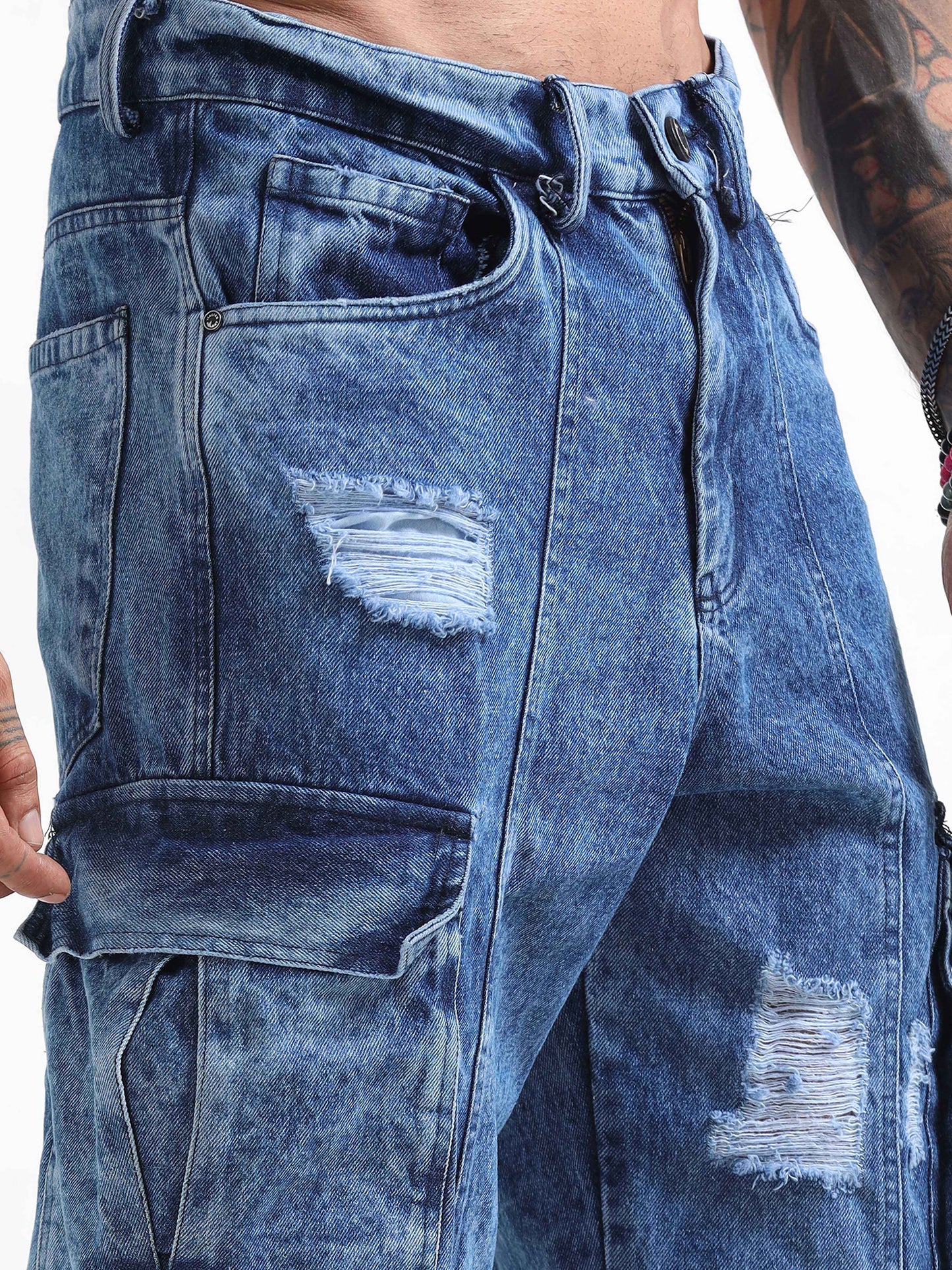 Urban Utility Wore-out Distressed Denim In Blue