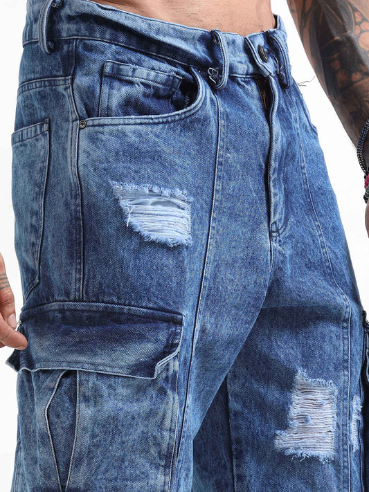 Urban Utility Wore-out Distressed Denim In Blue