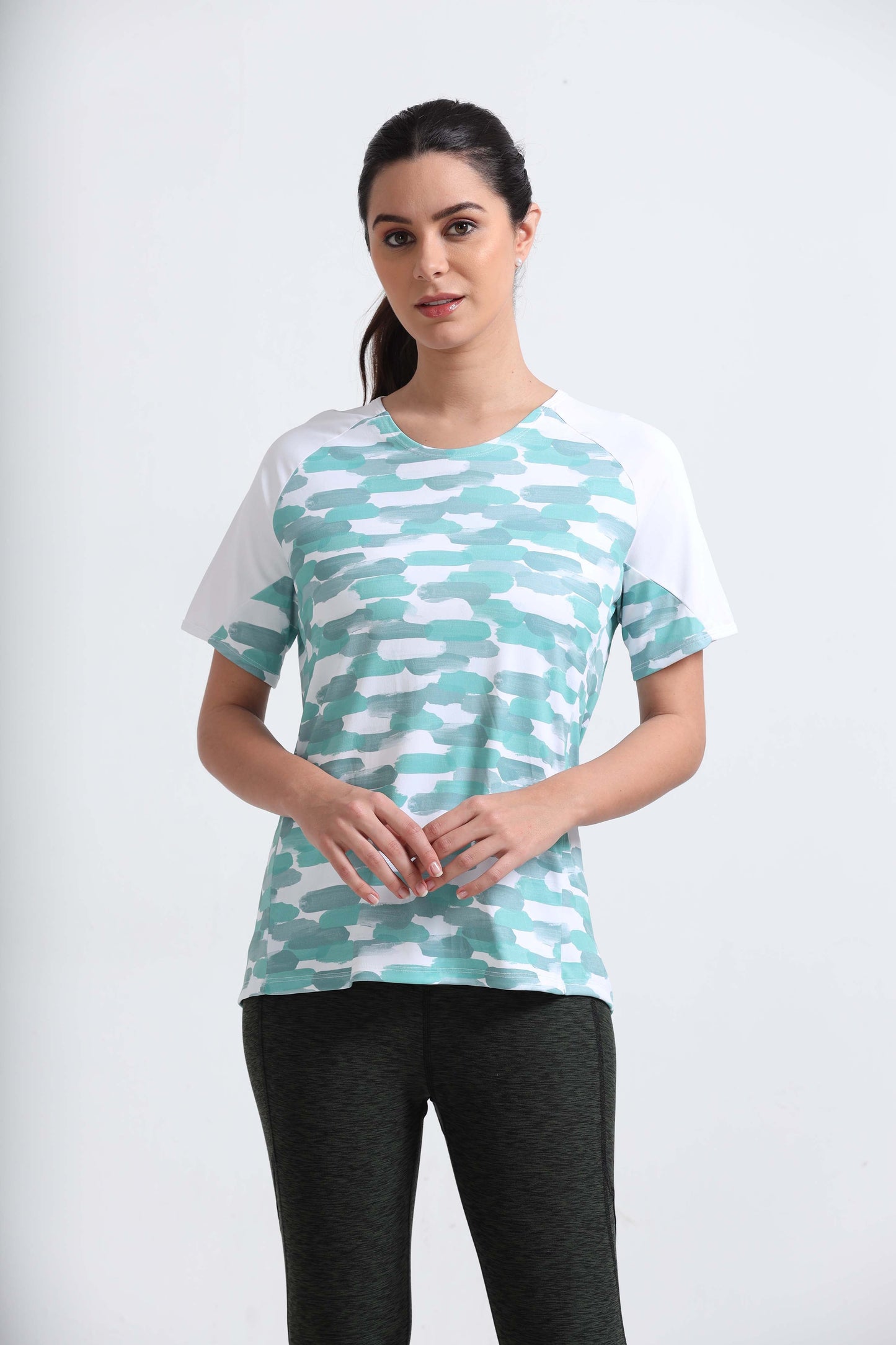 Painted Stripe Abstract Women Cycling Tee