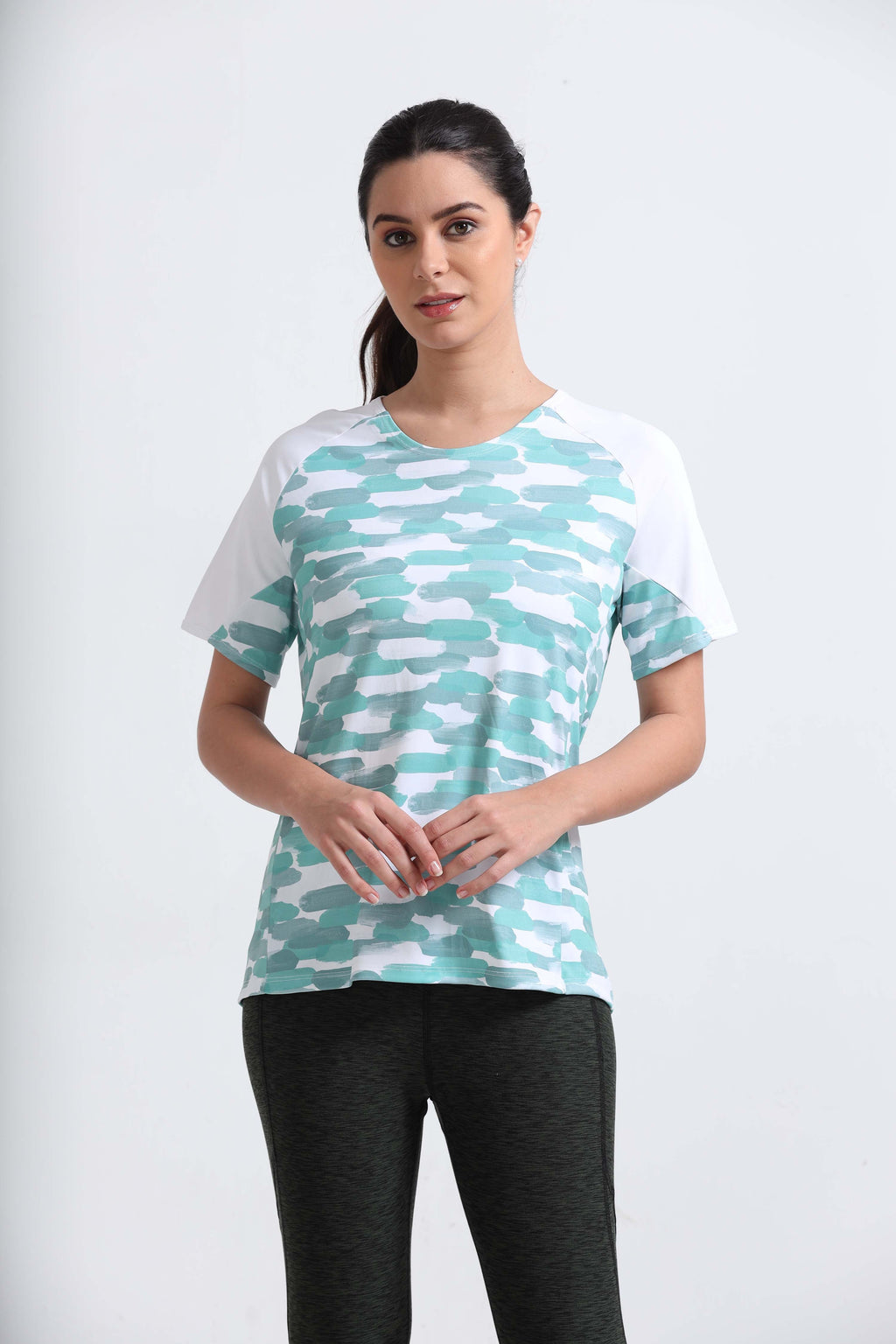 Painted Stripe Abstract Women Cycling Tee
