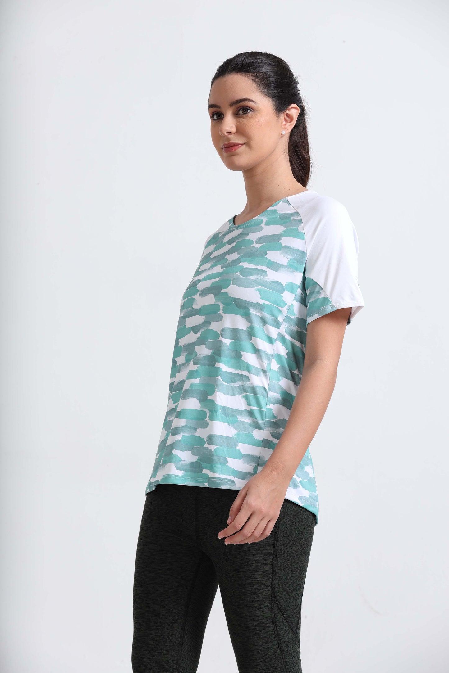 Painted Stripe Abstract Women Cycling Tee
