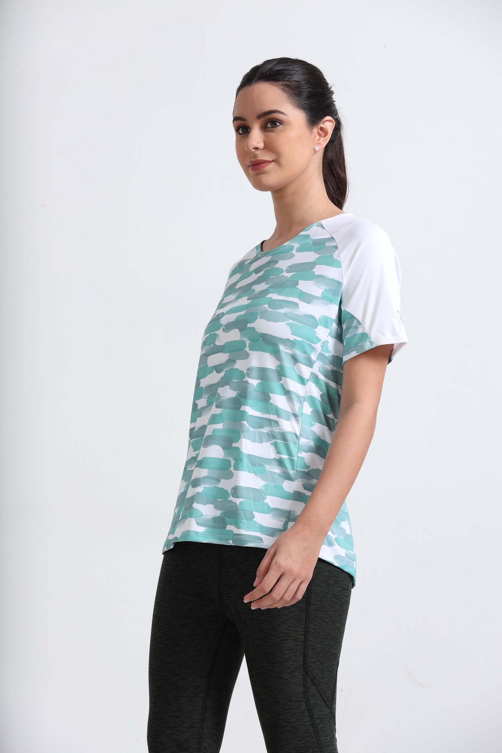 Painted Stripe Abstract Women Cycling Tee