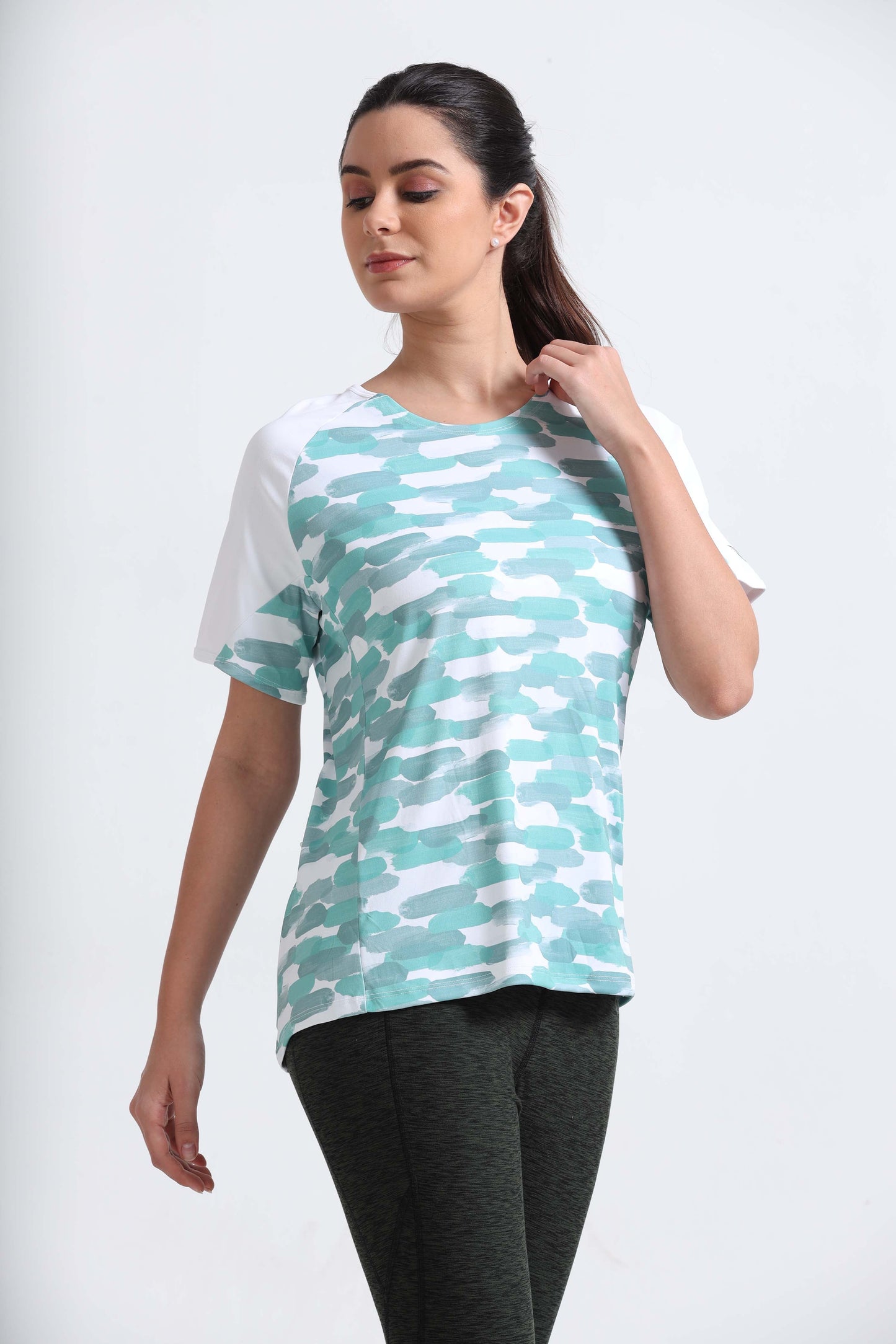 Painted Stripe Abstract Women Cycling Tee