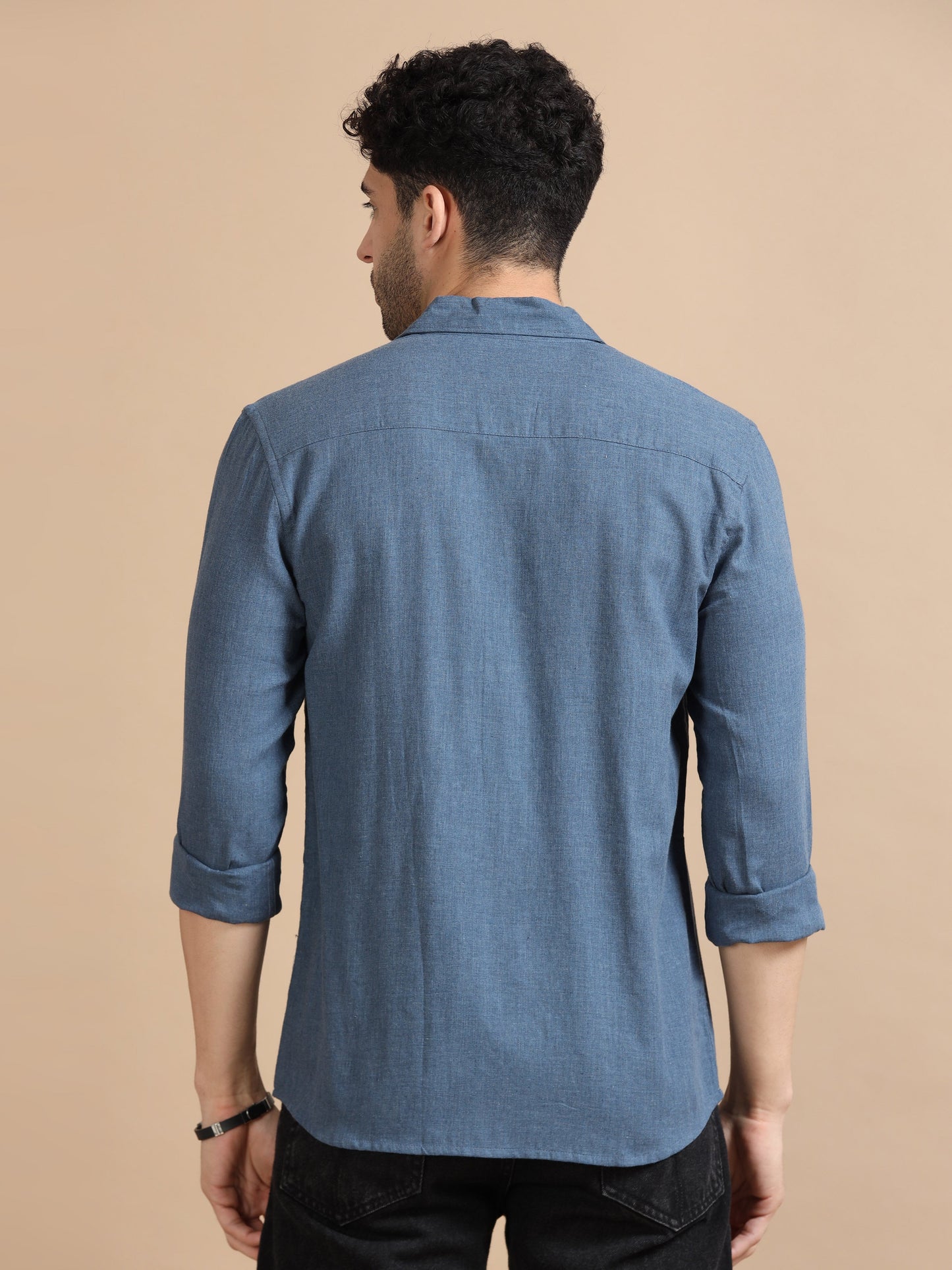 Men Classic Blue Solid Shirt