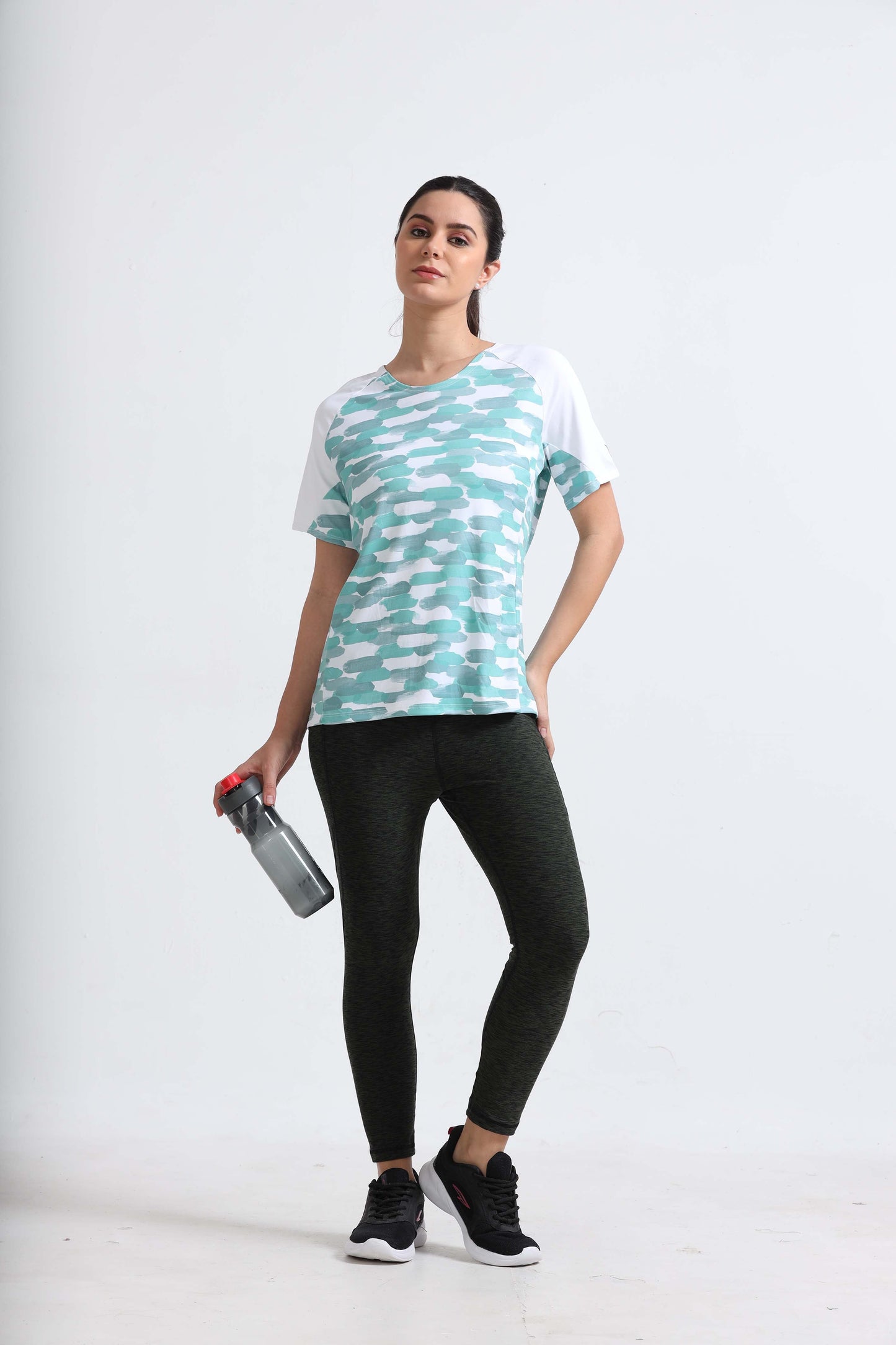 Painted Stripe Abstract Women Cycling Tee