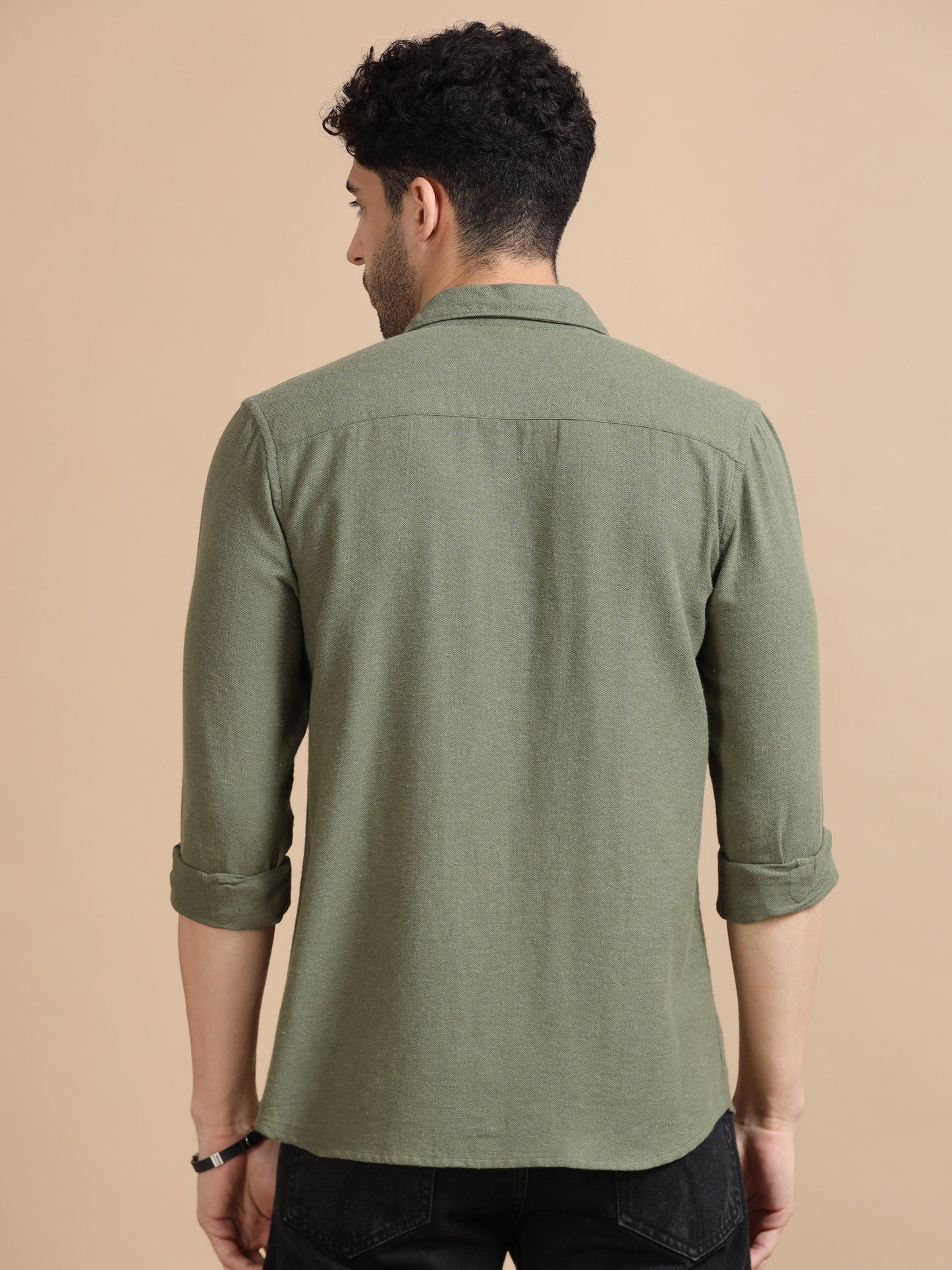 Men Classic Olive Solid Shirt