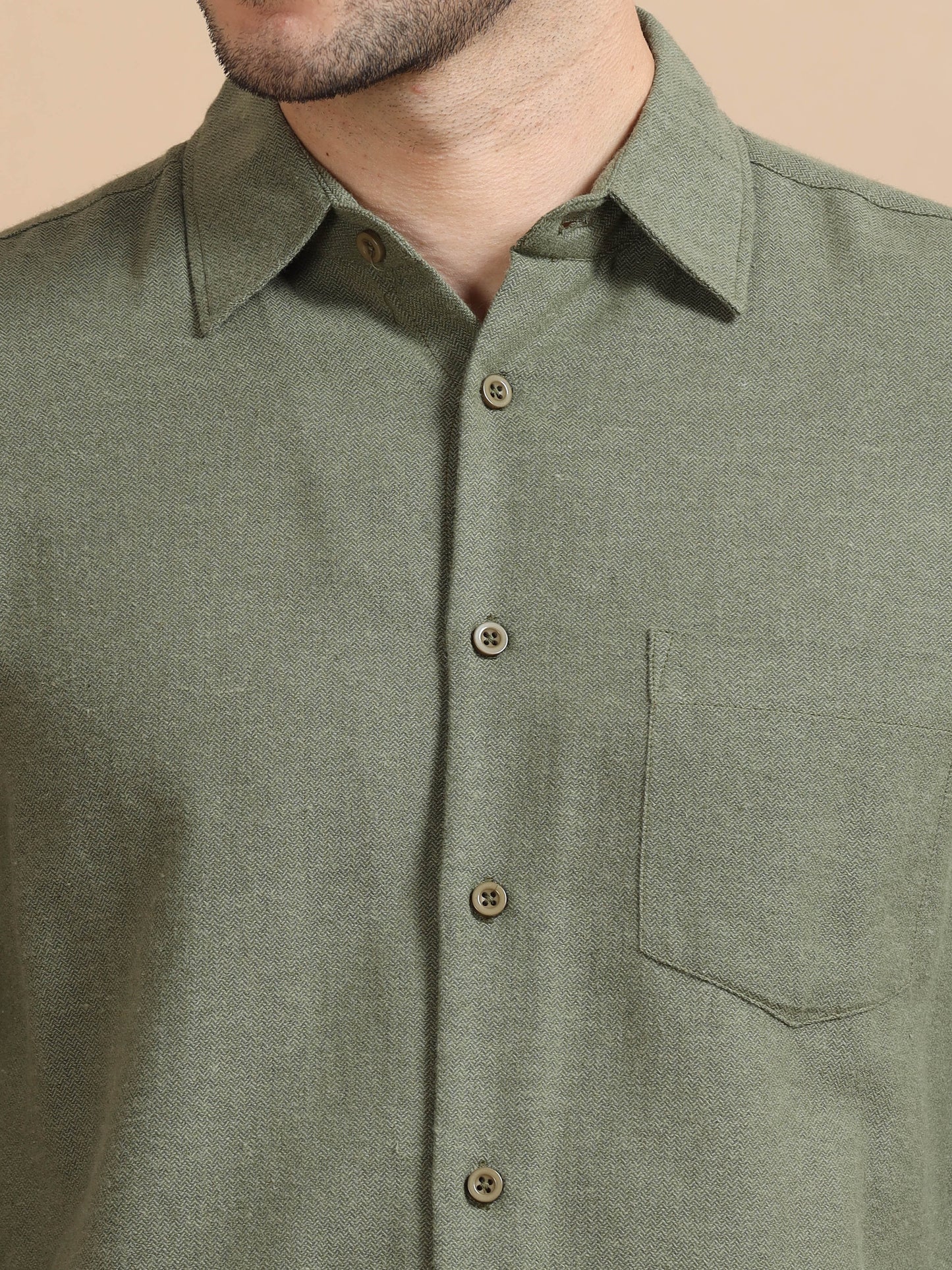 Men Classic Olive Solid Shirt
