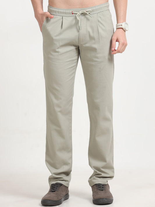 Men Lazy Linen Pleat Pant-Lt Grey