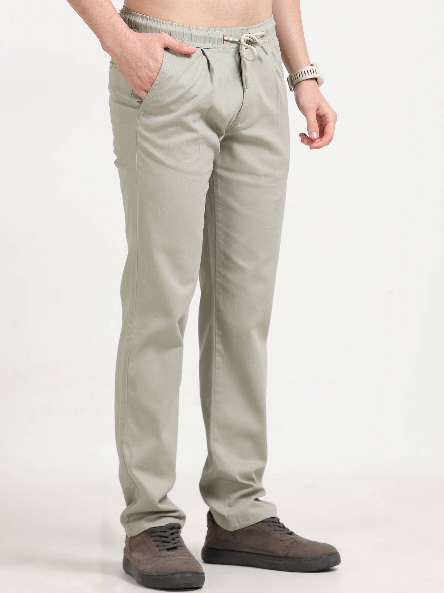 Men Lazy Linen Pleat Pant-Lt Grey