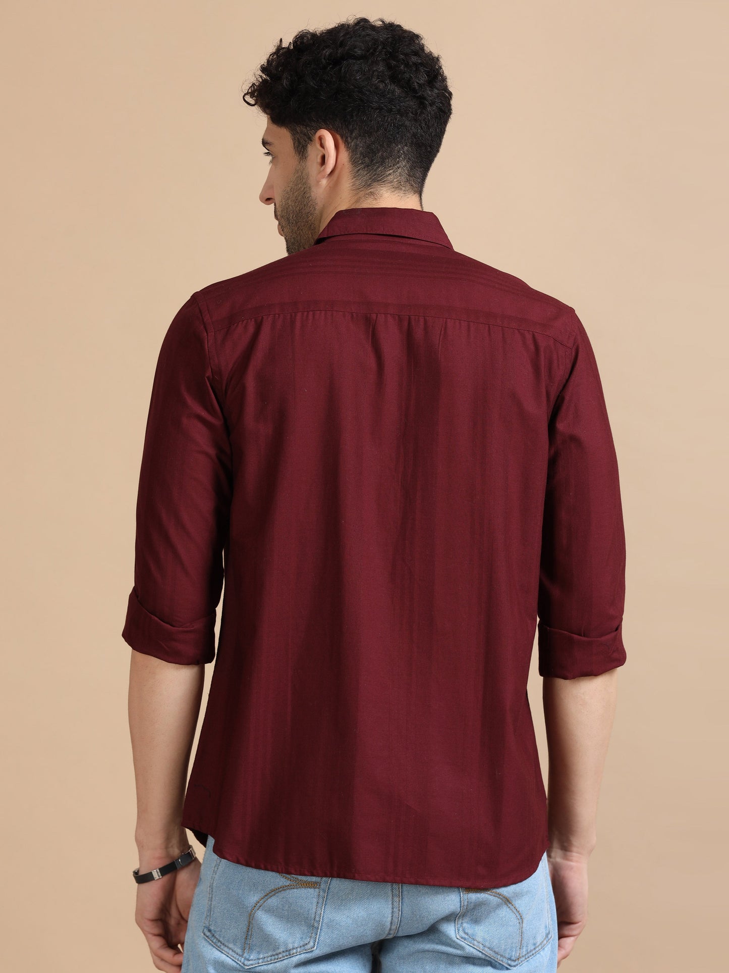 Men Classic Maroon Solid Shirt