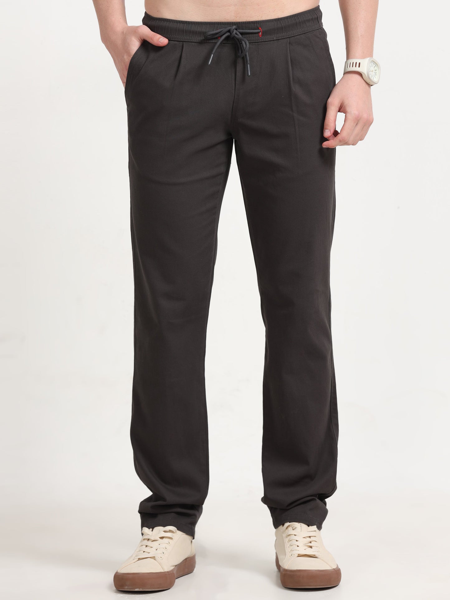 Men Lazy Linen Pleat Pant-Olive