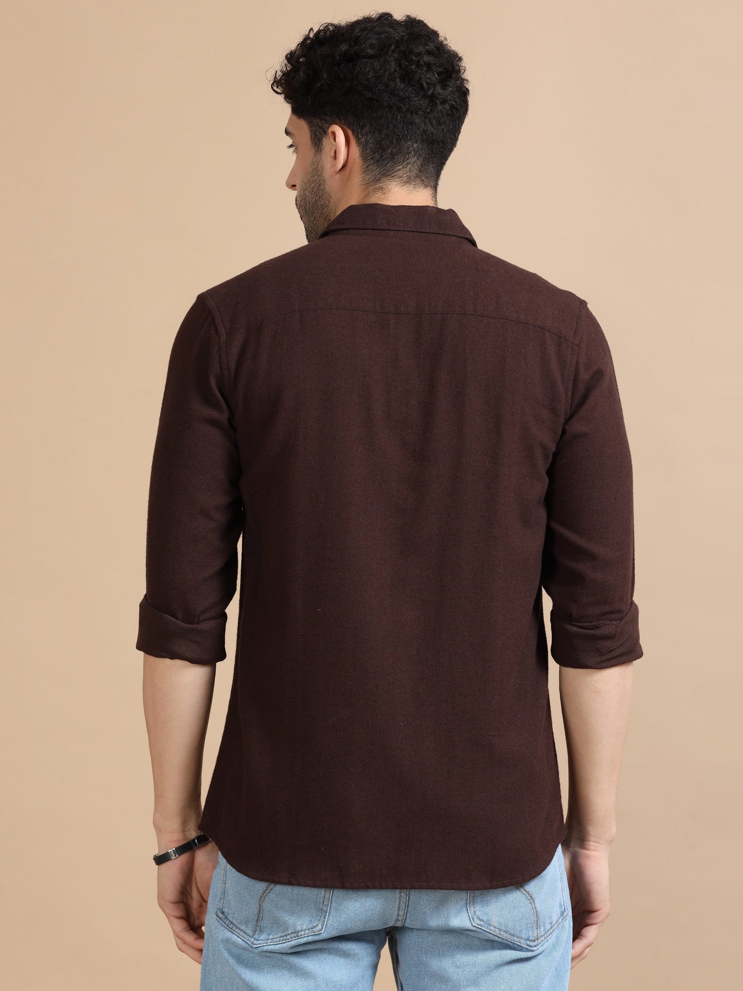 Men Classic Brown Solid Shirt