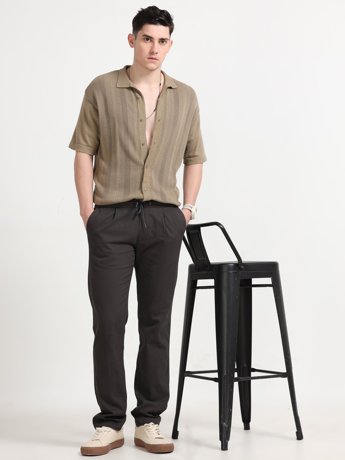 Men Lazy Linen Pleat Pant-Olive