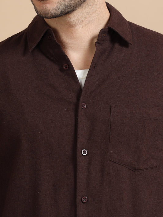 Men Classic Brown Solid Shirt