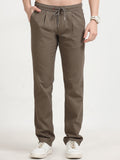 Men Lazy Linen Pleat Pant-Brown