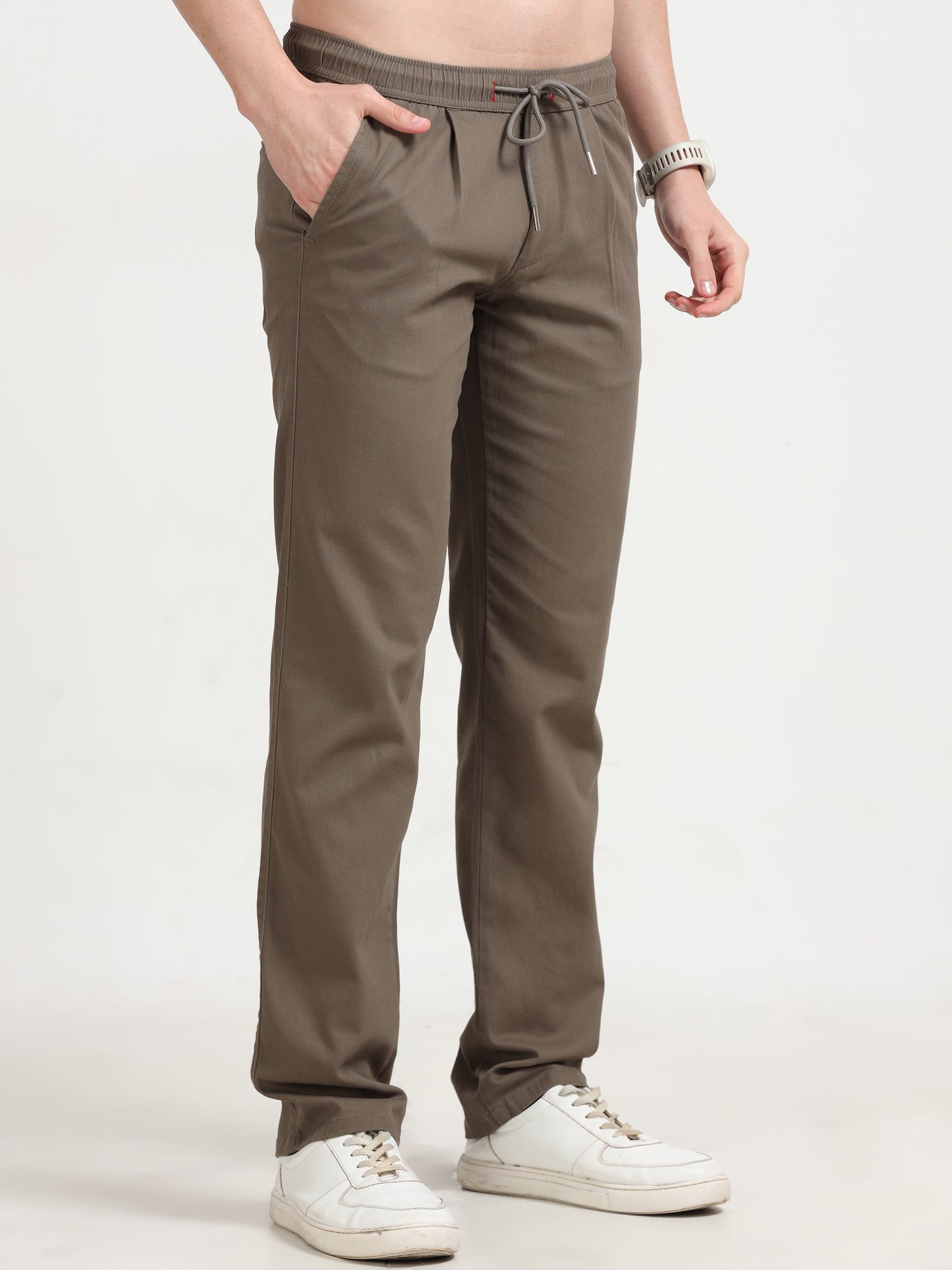 Men Lazy Linen Pleat Pant-Brown