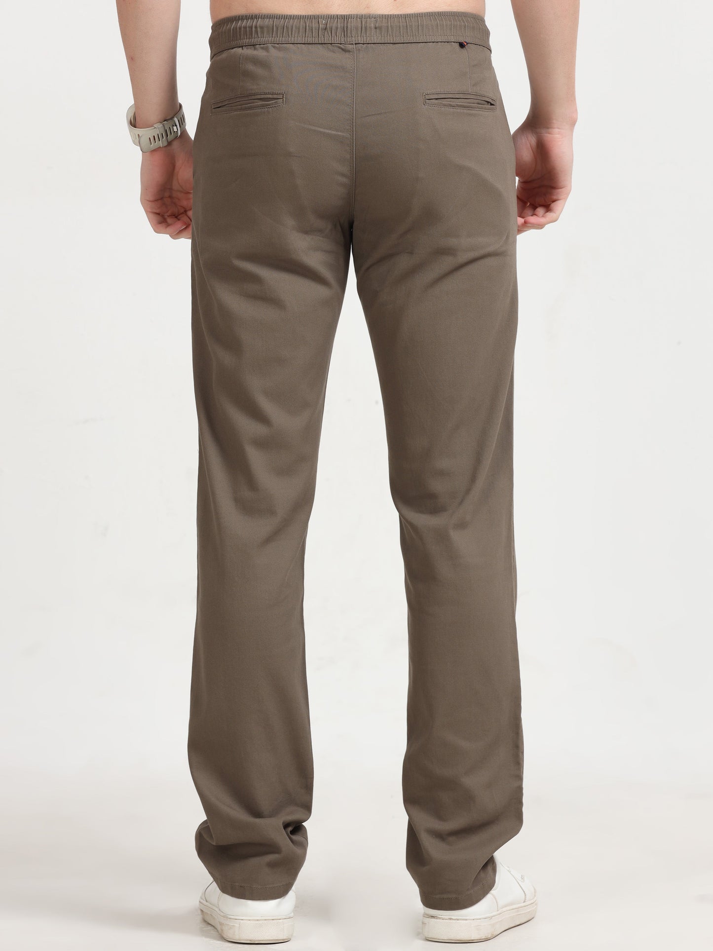 Men Lazy Linen Pleat Pant-Brown