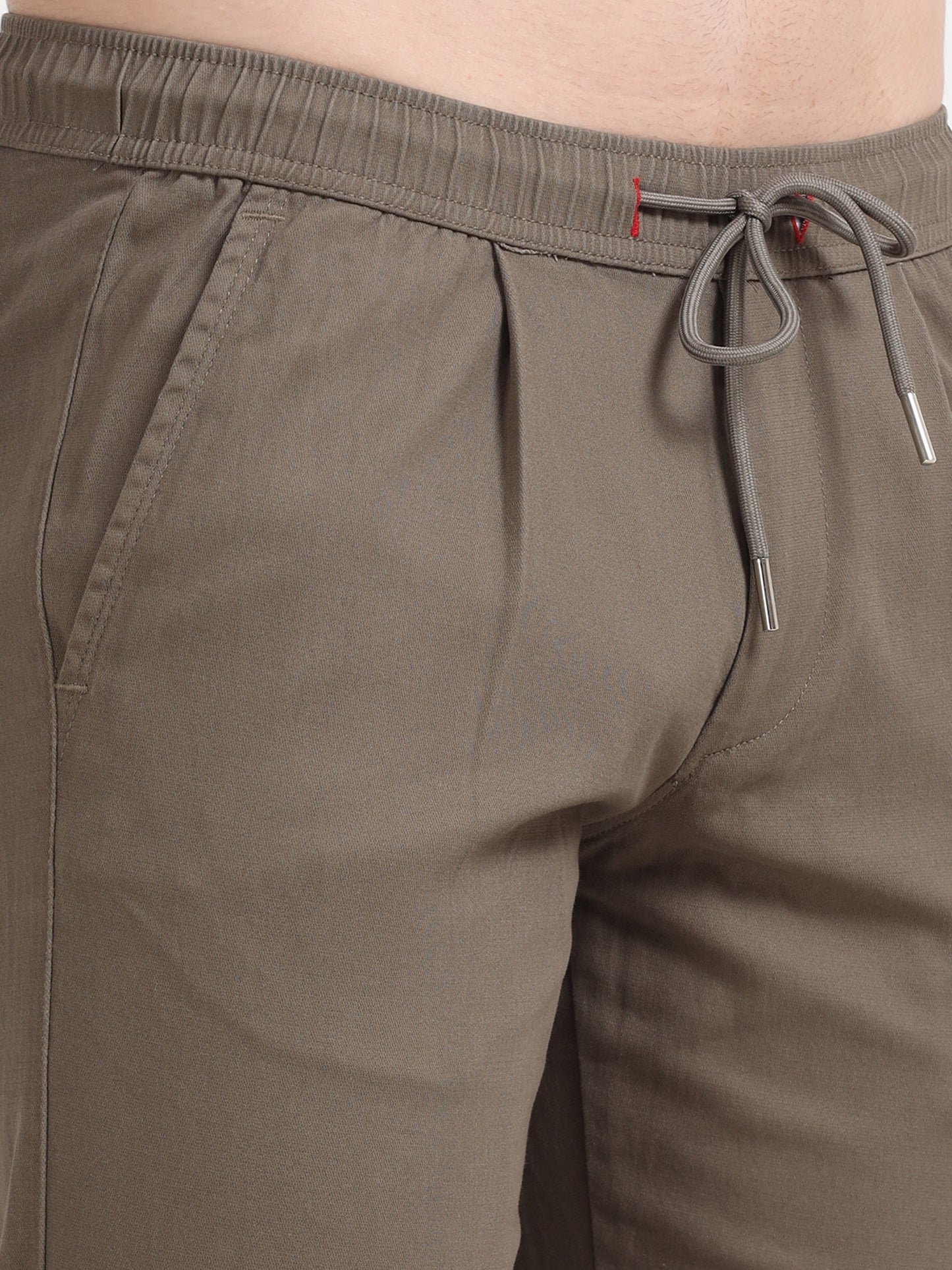 Men Lazy Linen Pleat Pant-Brown