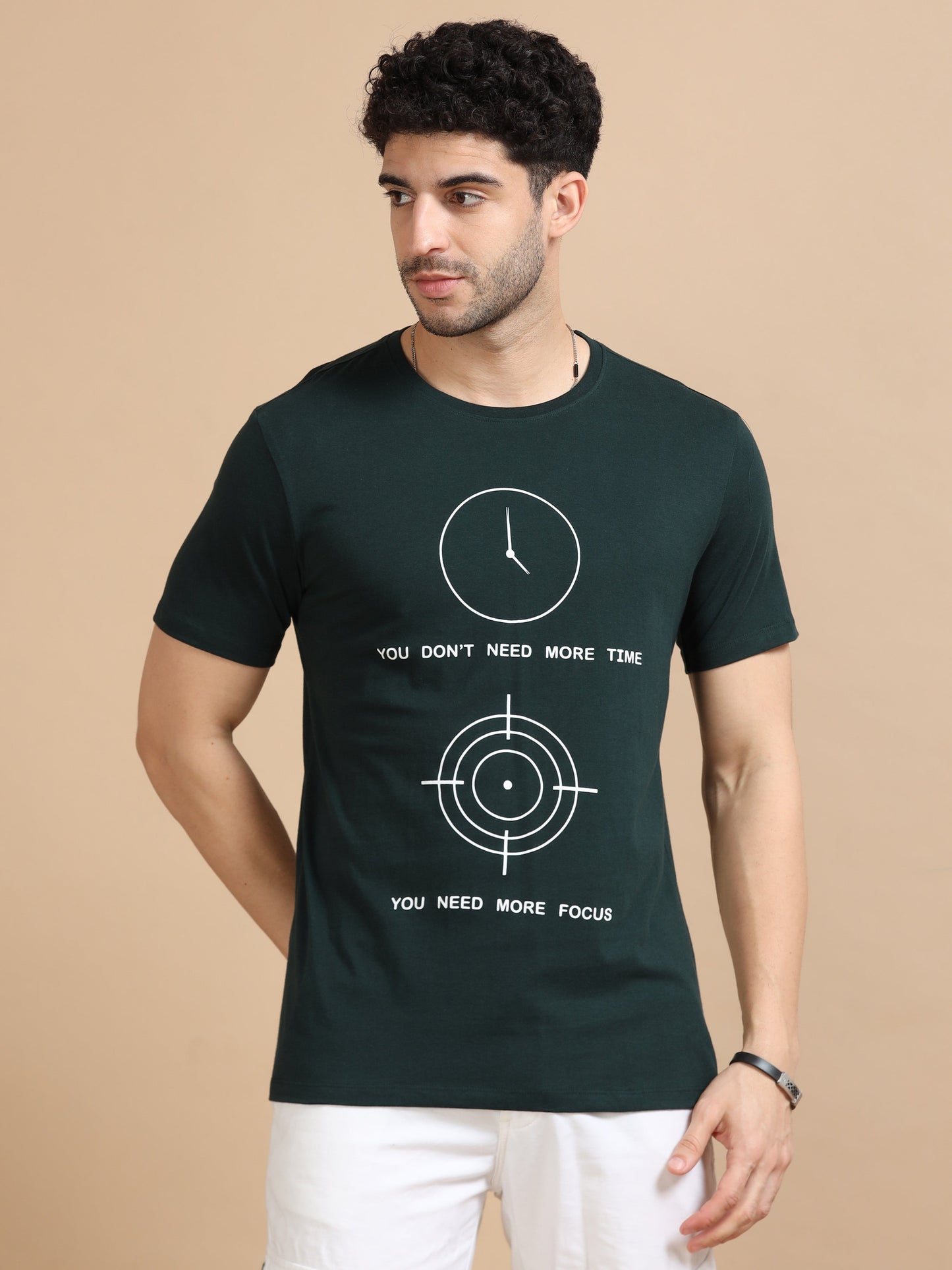 Time Printed T-Shirt - Dark Green