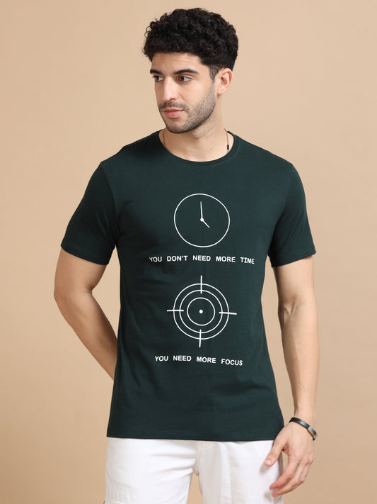 Time Printed T-Shirt - Dark Green