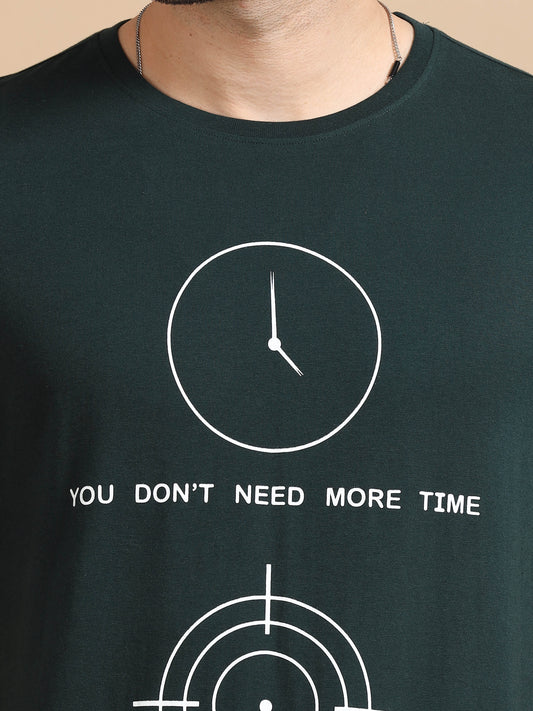 Time Printed T-Shirt - Dark Green
