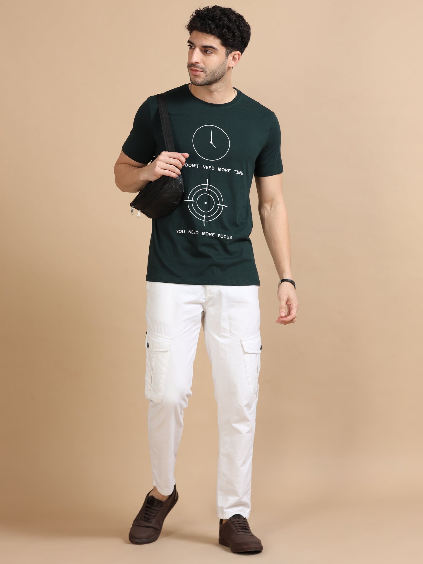 Time Printed T-Shirt - Dark Green