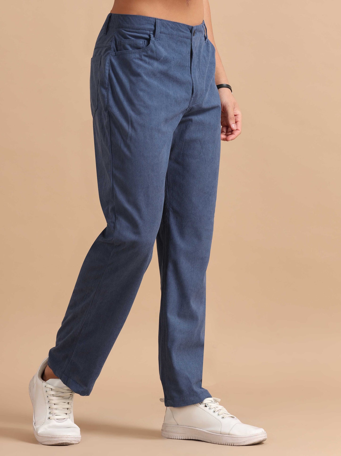 Dark Teal Blue Corduroy Trousers