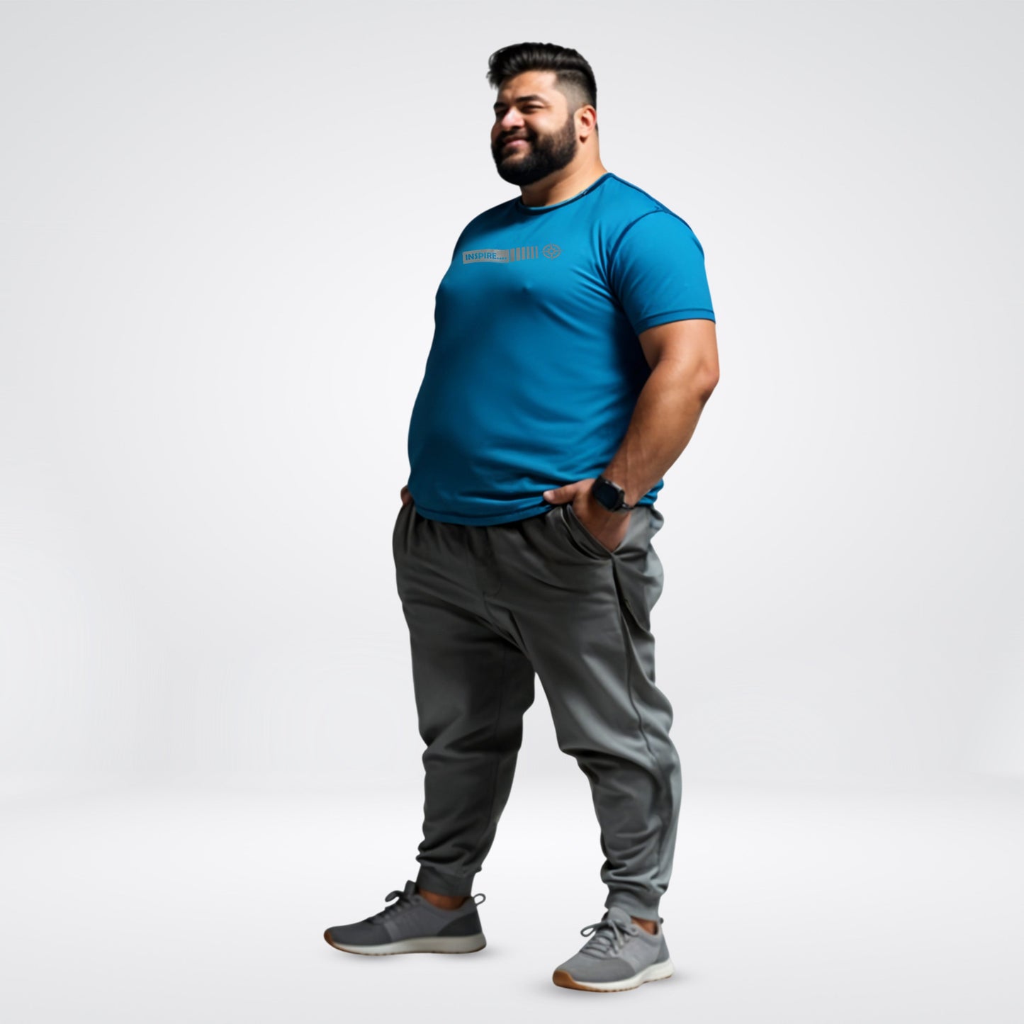 Active Crew neck chest printed reversable performance Tee -Plus Size