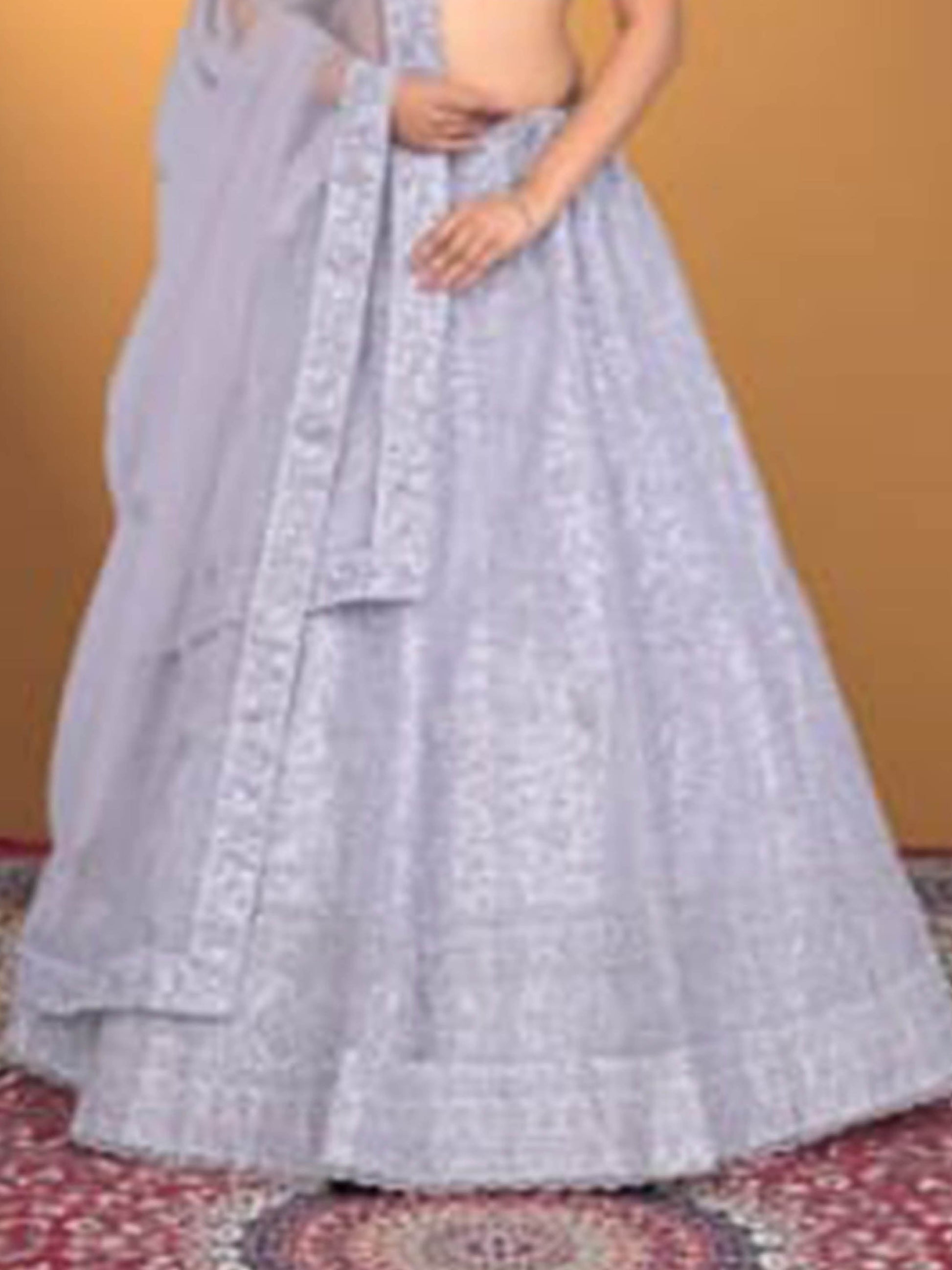 Net Fabcric Lavender Lehenga for Women