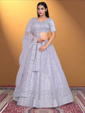 Net Fabcric Lavender Lehenga for Women