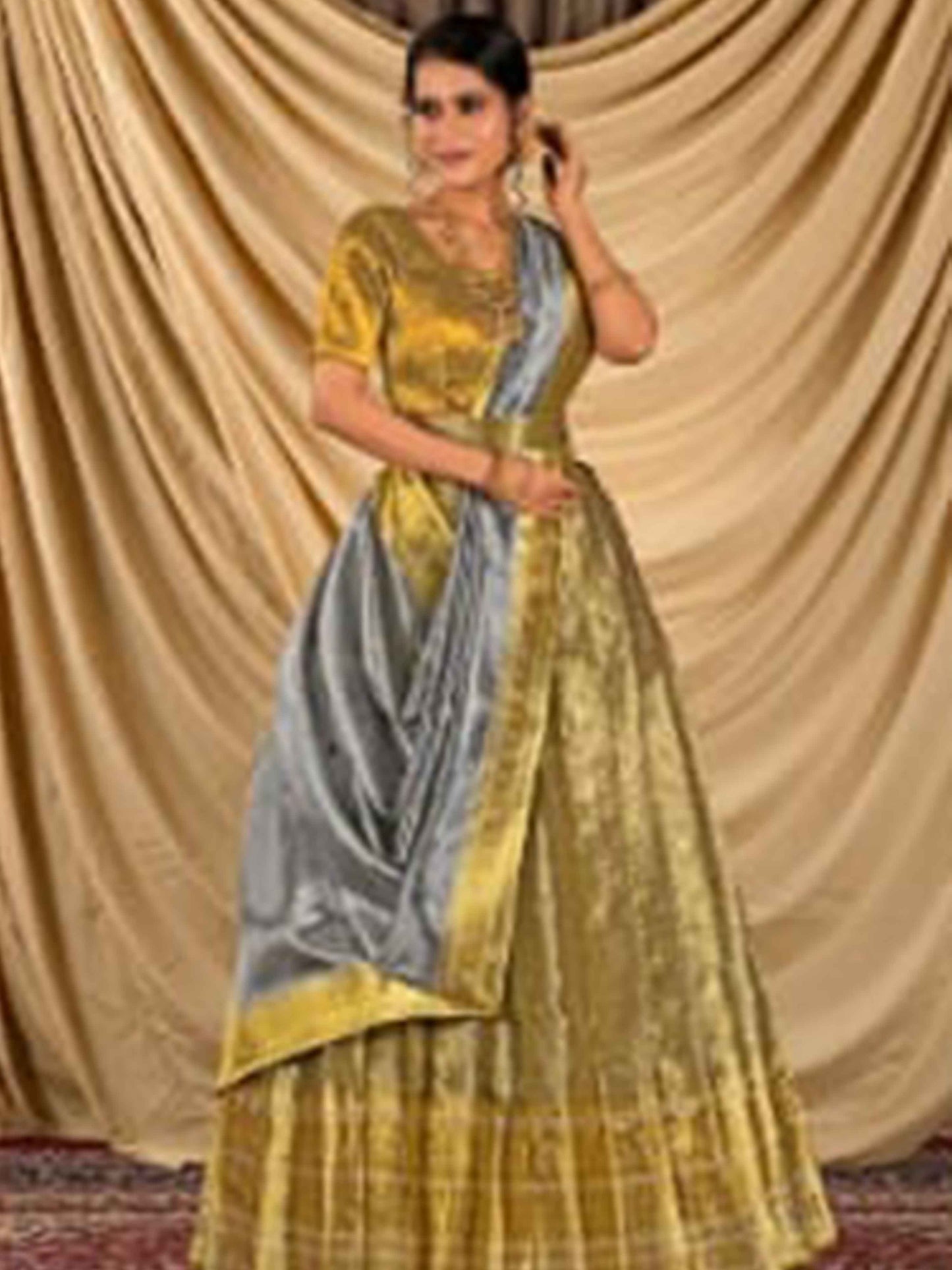 Best Womens Lehenga Tissue L-Gold