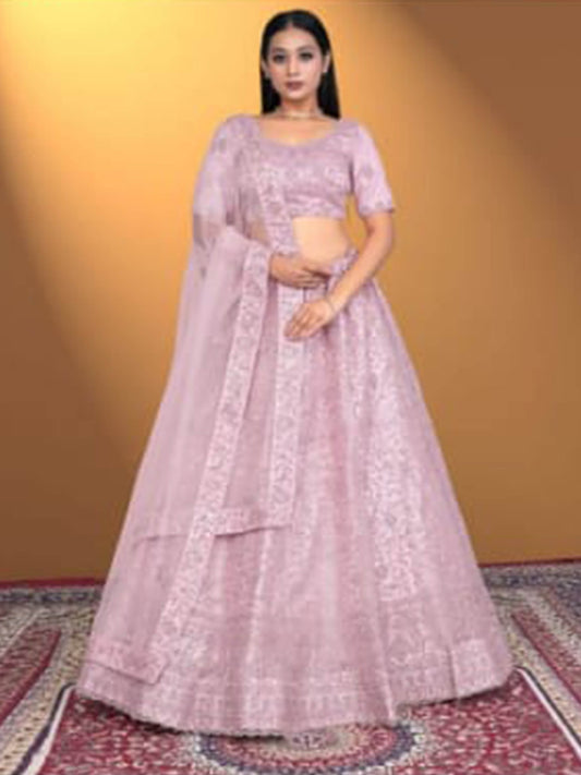Trendy Net Light Pink Lehenga Bridal