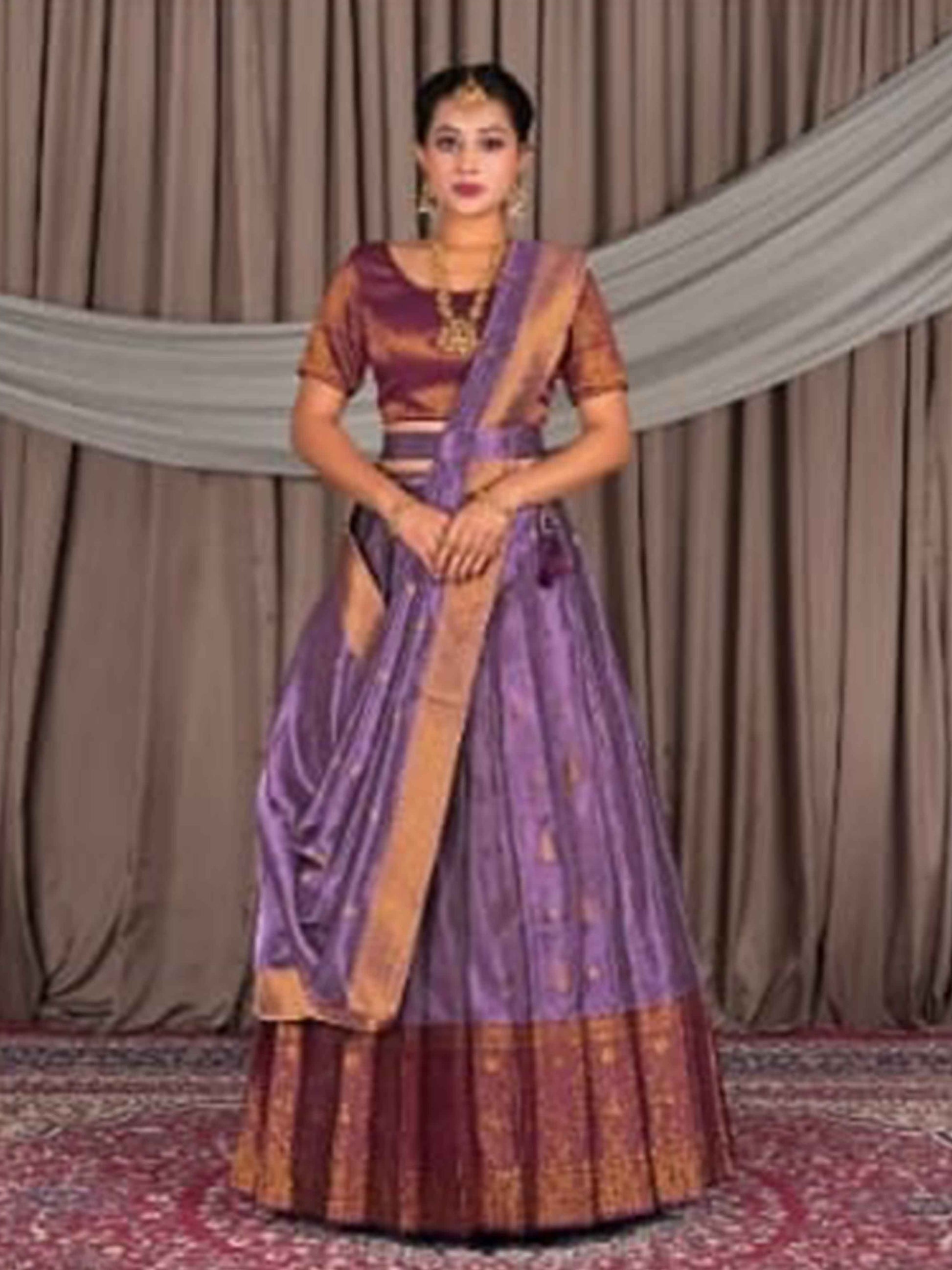 Womens Tissue Purple Wine Best Lehenga
