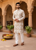Light Brown Flower Print Kurta