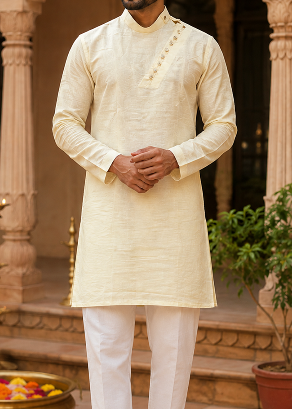 Light Yellow Plain Kurta